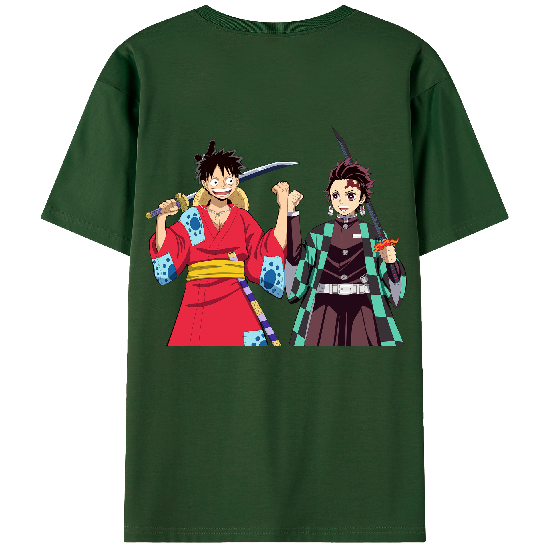 （画像用） 鬼滅の刃 竈門 炭治郎／かまど たんじろう Kamado Tanjirou 綿100％半袖Tシャツ（背面プリント）